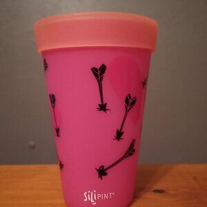 Silipint SIlicone 16 oz tumbler with lid - pink, Valentine's Day - NEW!